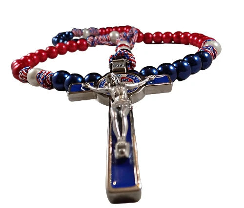 LARGE STRONG CORD ROSARY WITH AMERICAN THEME BEADS