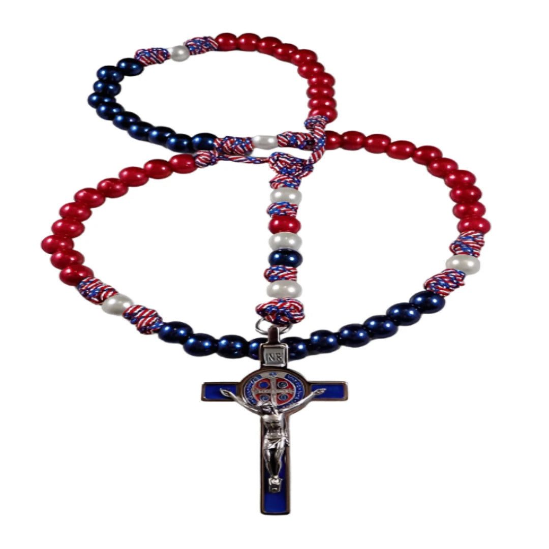 LARGE STRONG CORD ROSARY WITH AMERICAN THEME BEADS