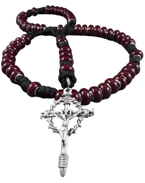 LARGE STRONG CORD ROSARY WITH SANGUIS CHRISTI THEME