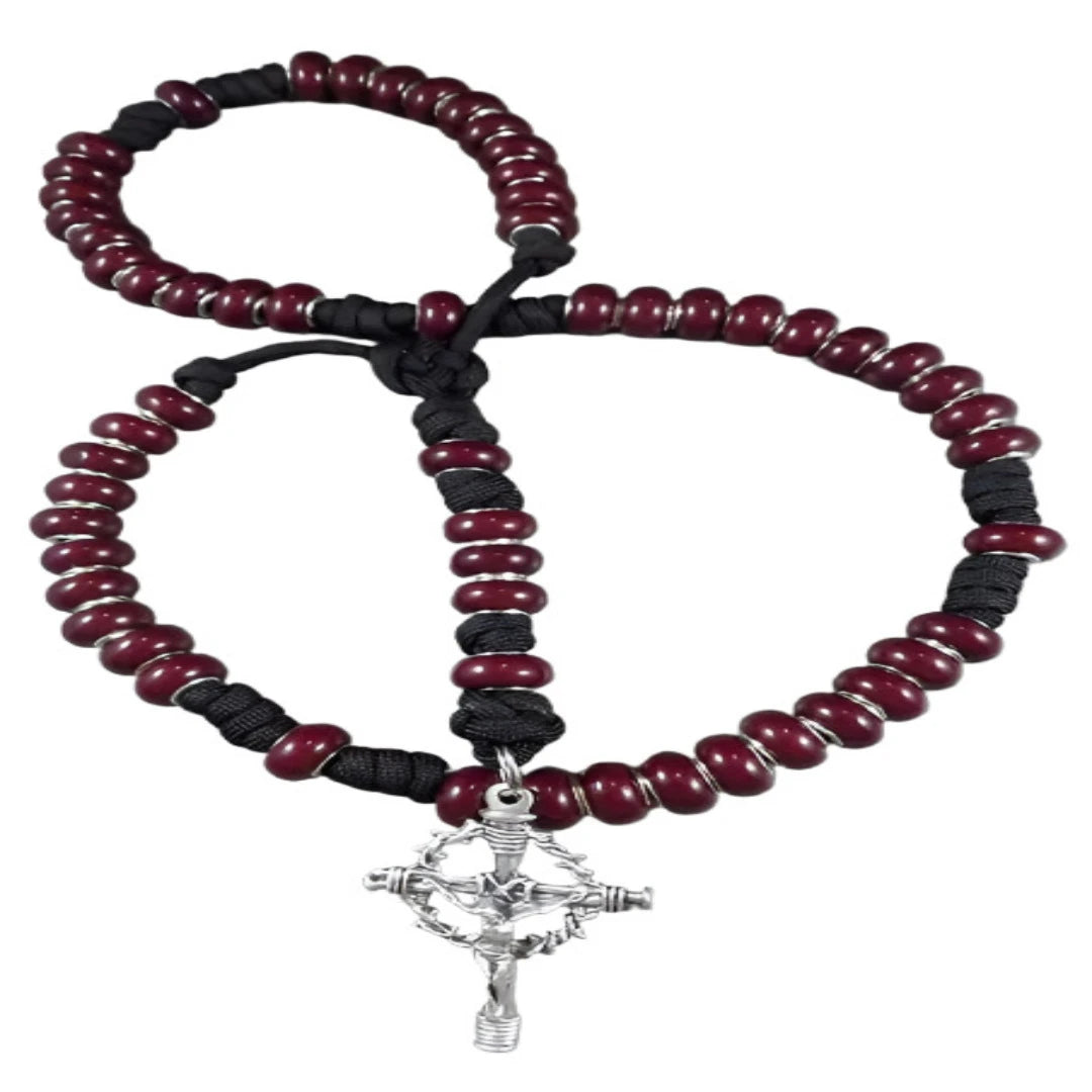 LARGE STRONG CORD ROSARY WITH SANGUIS CHRISTI THEME