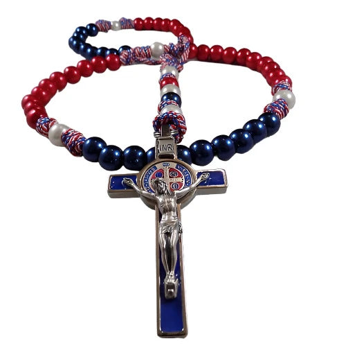 LARGE STRONG CORD ROSARY WITH AMERICAN THEME BEADS