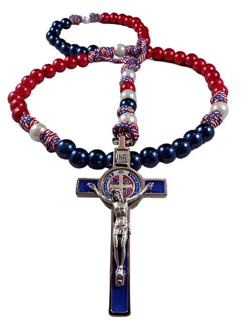 LARGE STRONG CORD ROSARY WITH AMERICAN THEME BEADS