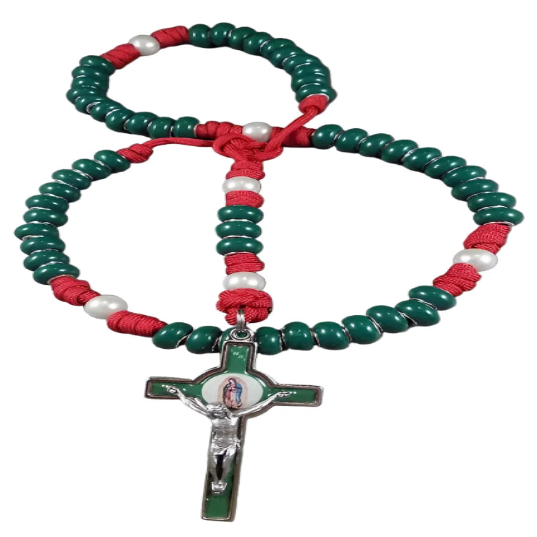 LARGE STRONG CORD ROSARY WITH GUADALUPE SANCTUS THEME