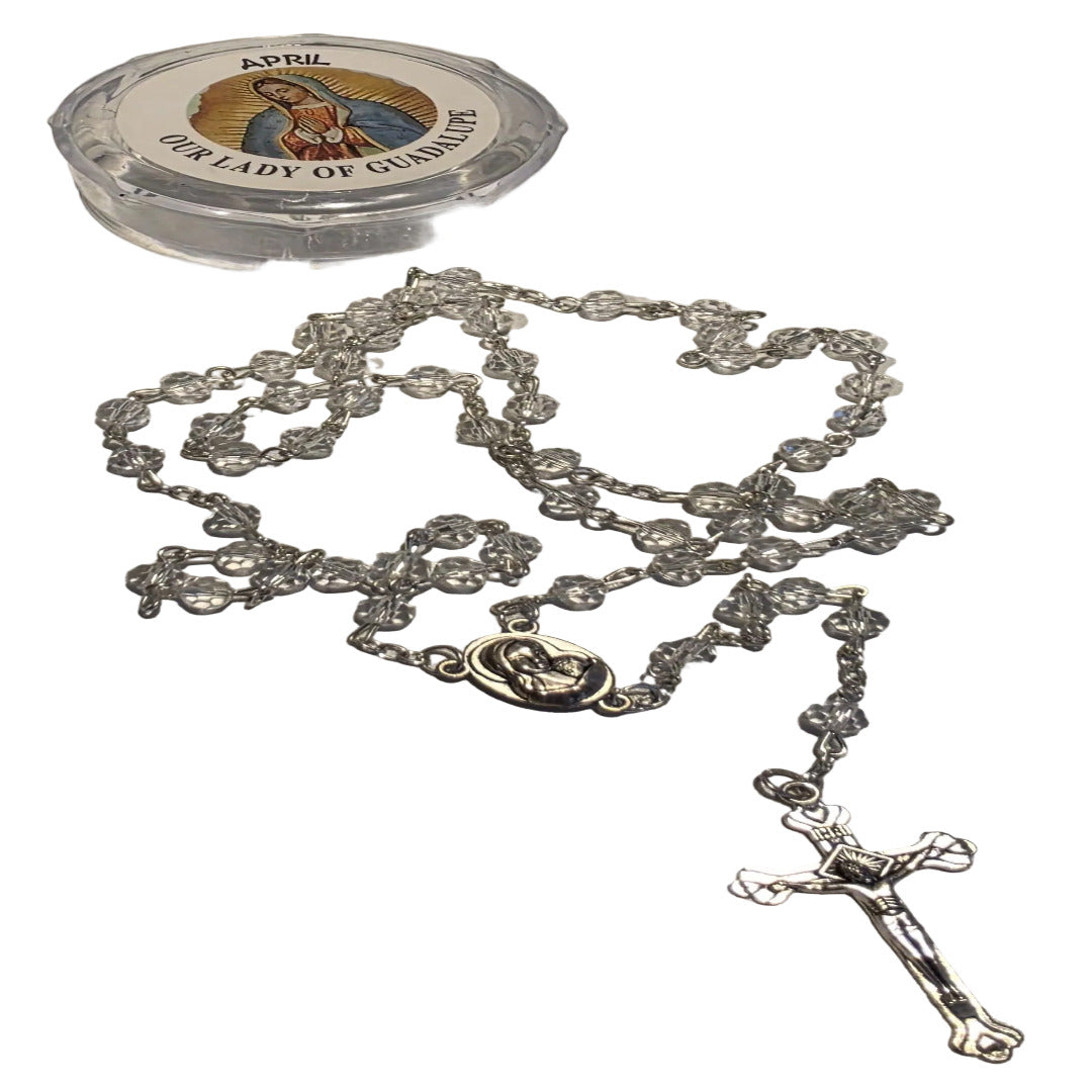 GEMSTONE SILVER ROSARY – APRIL