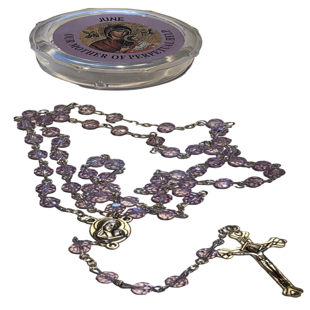 GEMSTONE SILVER ROSARY - JUNE
