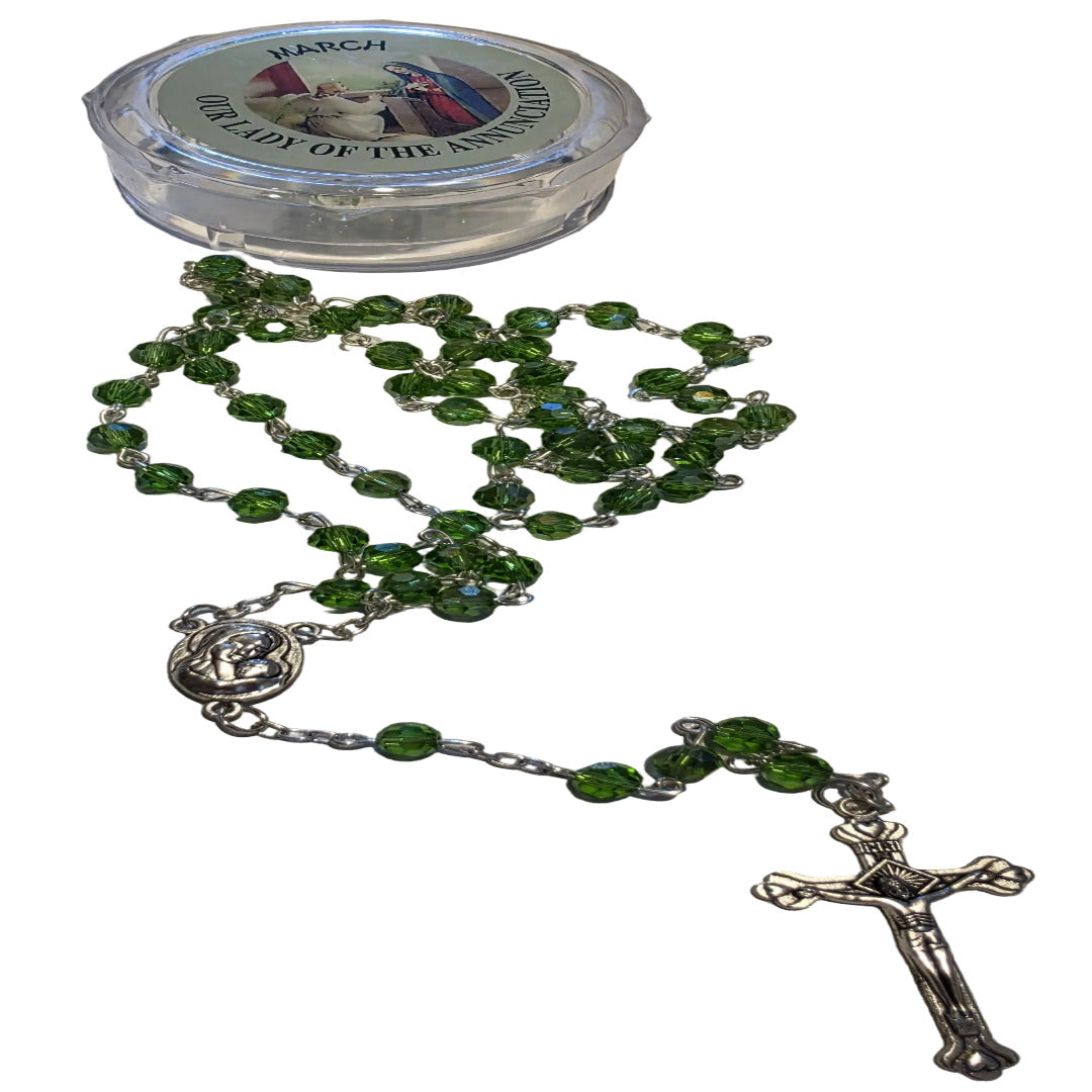 GEMSTONE SILVER ROSARY – MARCH