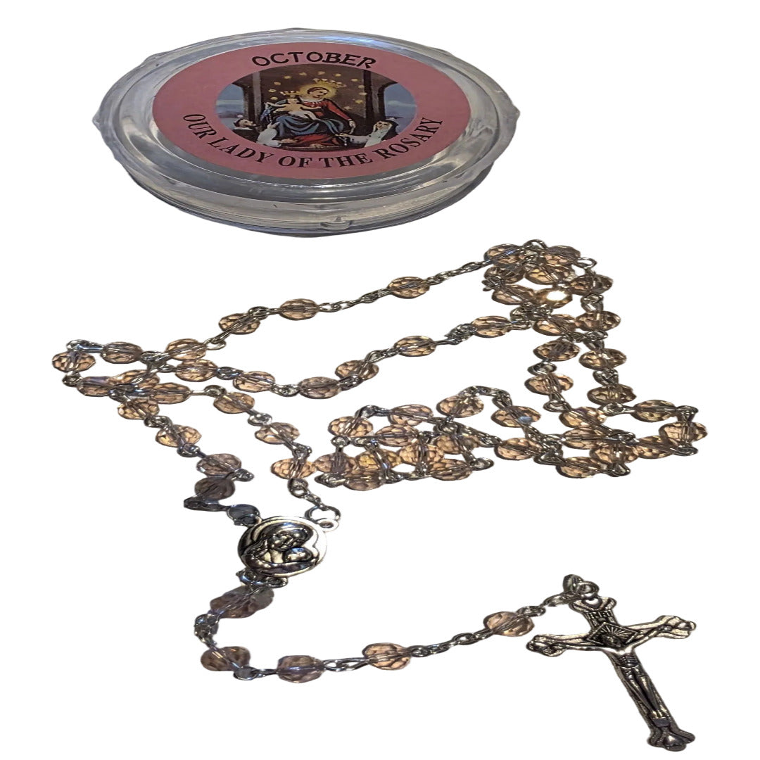 GEMSTONE SILVER ROSARY - OCTOBER