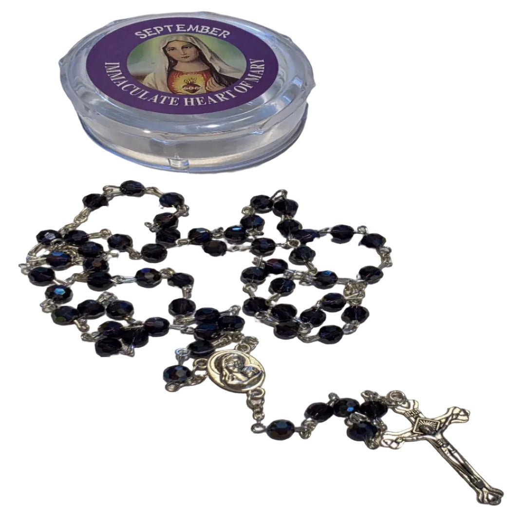 GEMSTONE SILVER ROSARY - SEPTEMBER