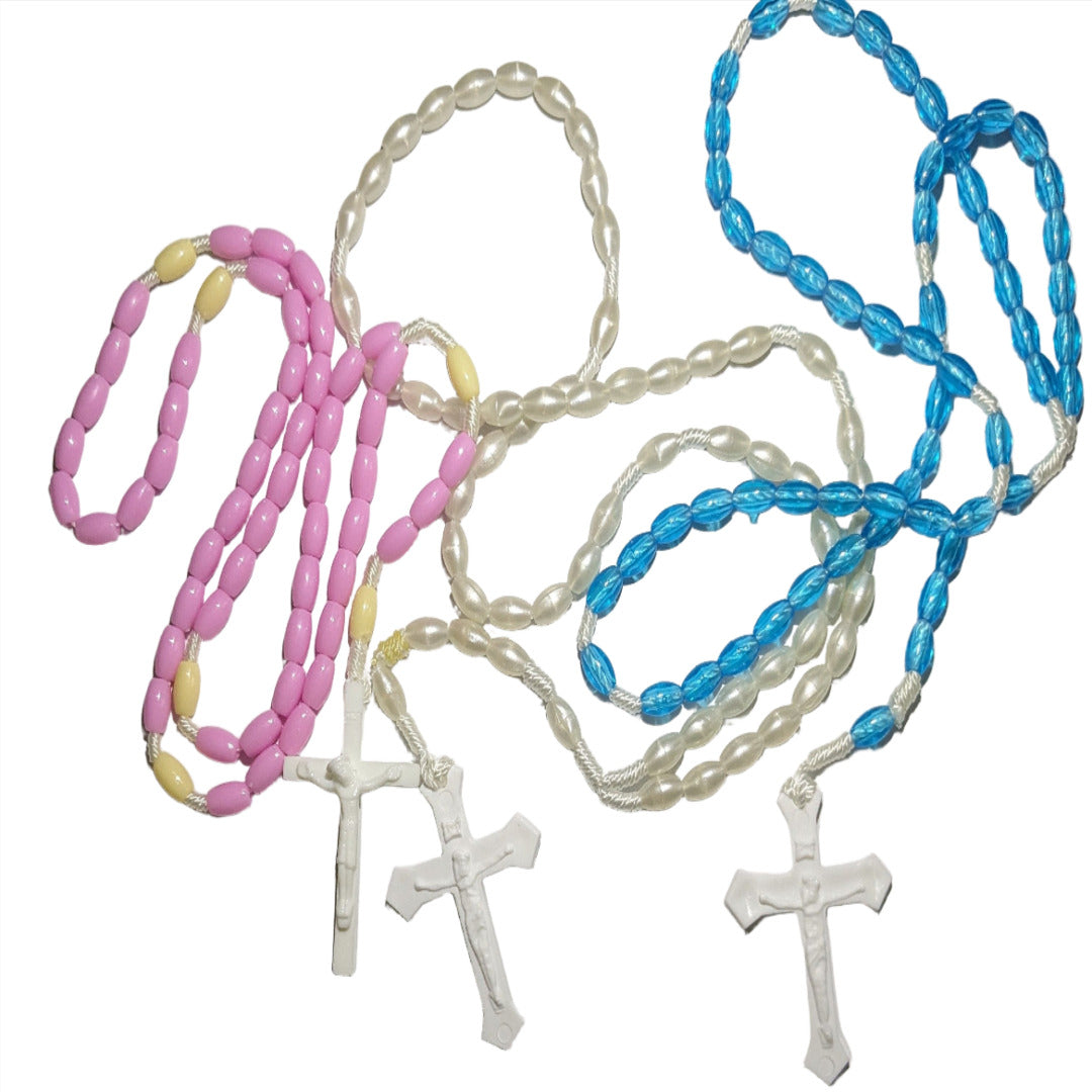 HANDMADE CORD ROSARY WITH PLASTIC BEADS
