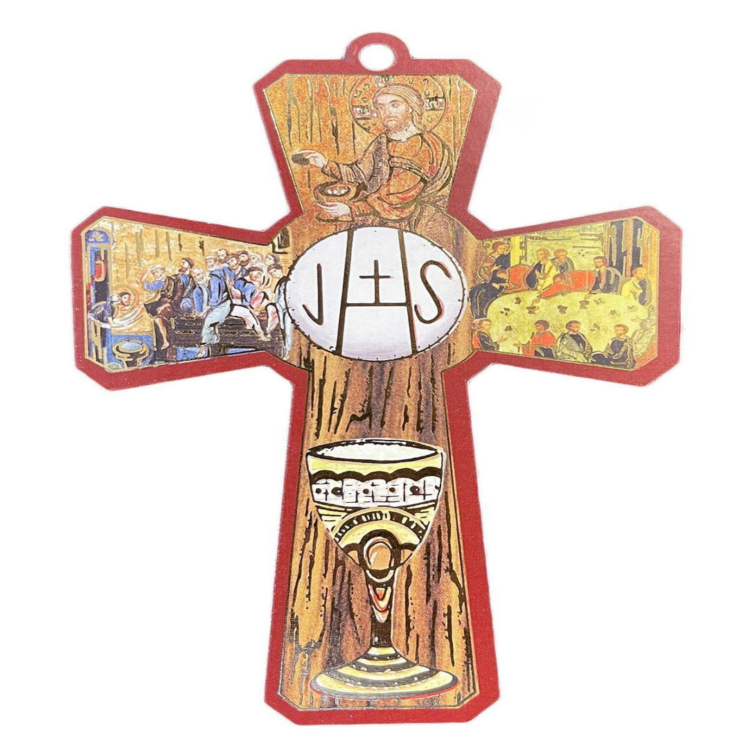 SMALL COMMUNION CRUCIFIX WITH CHALICE IN WOOD
