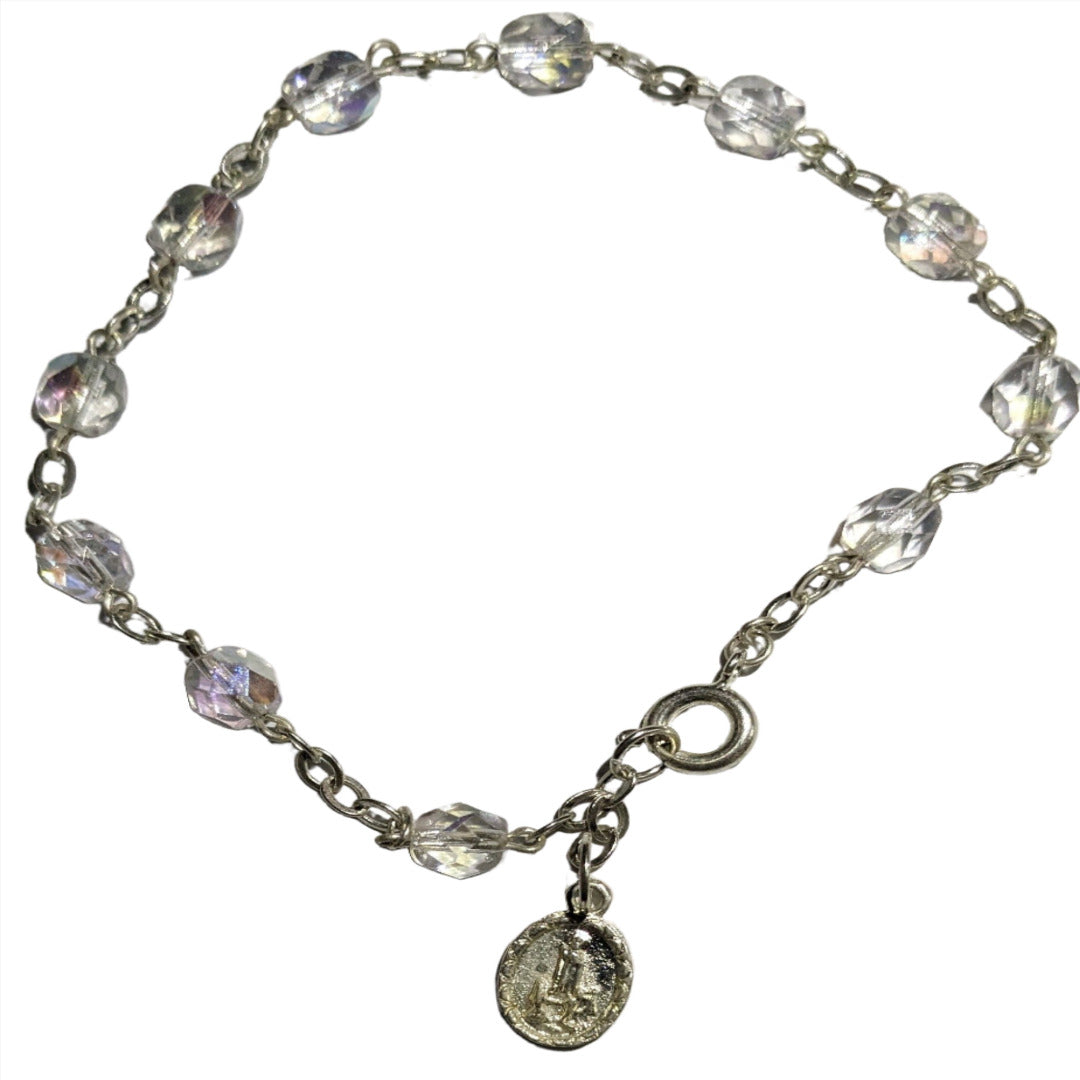BRACELET ROSARY IN SILVER CRYSTAL BEADS