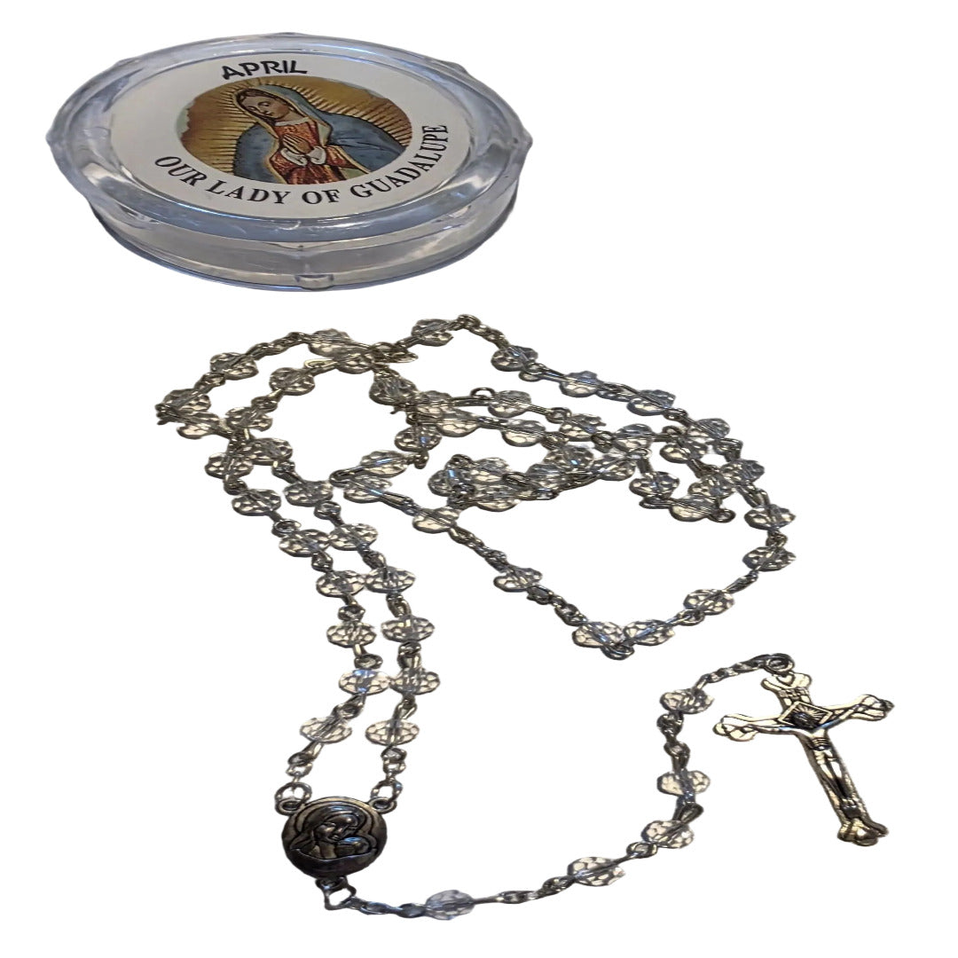 GEMSTONE SILVER ROSARY – APRIL