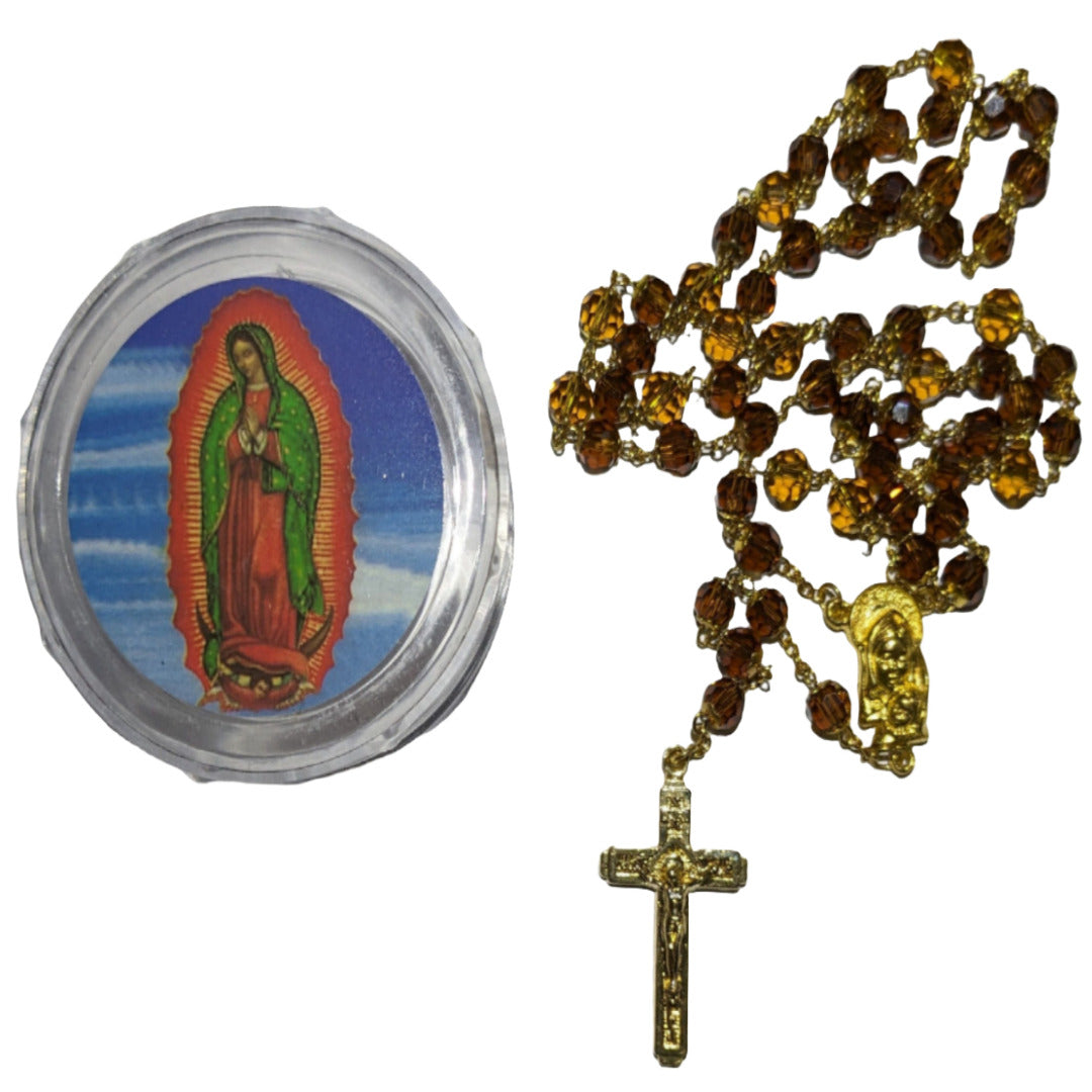 HANDMADE ROSARY IN GOLDEN DEEP YELLOW GLASS BEADS