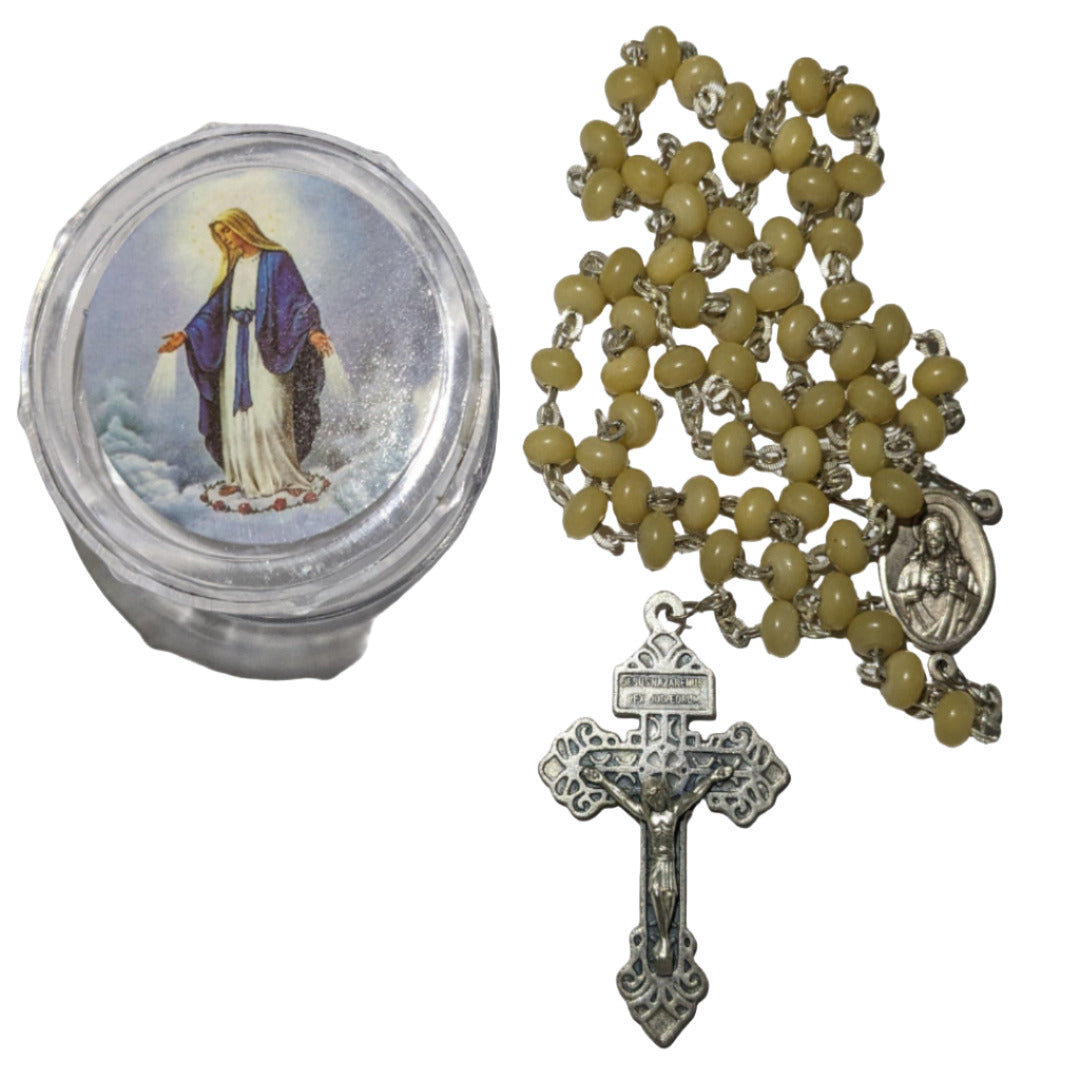 HANDMADE ROSARY IN MUSTARD YELLOW CRYSTAL BEADS