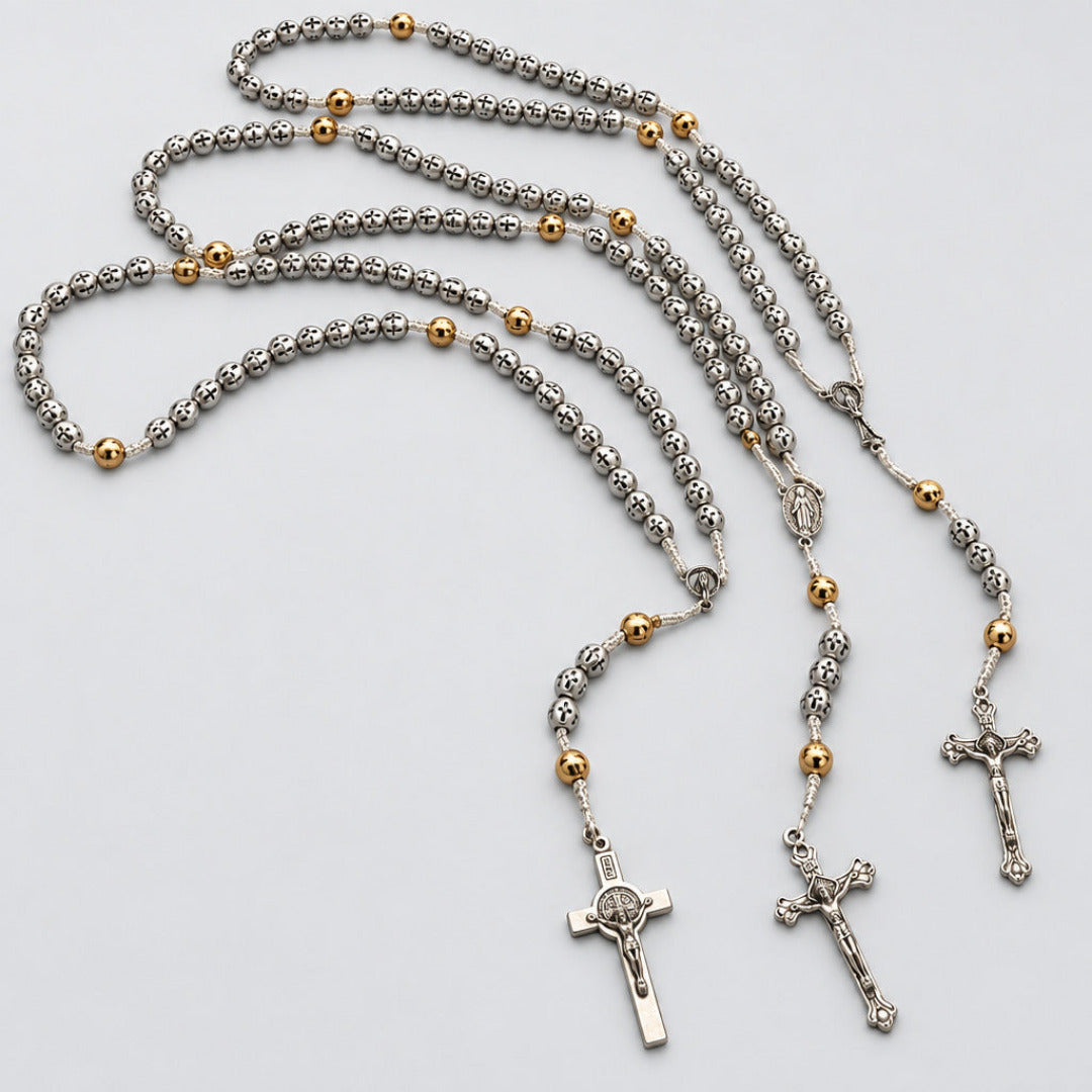 HANDCRAFTED WHITE MEDIUM CORD ROSARY