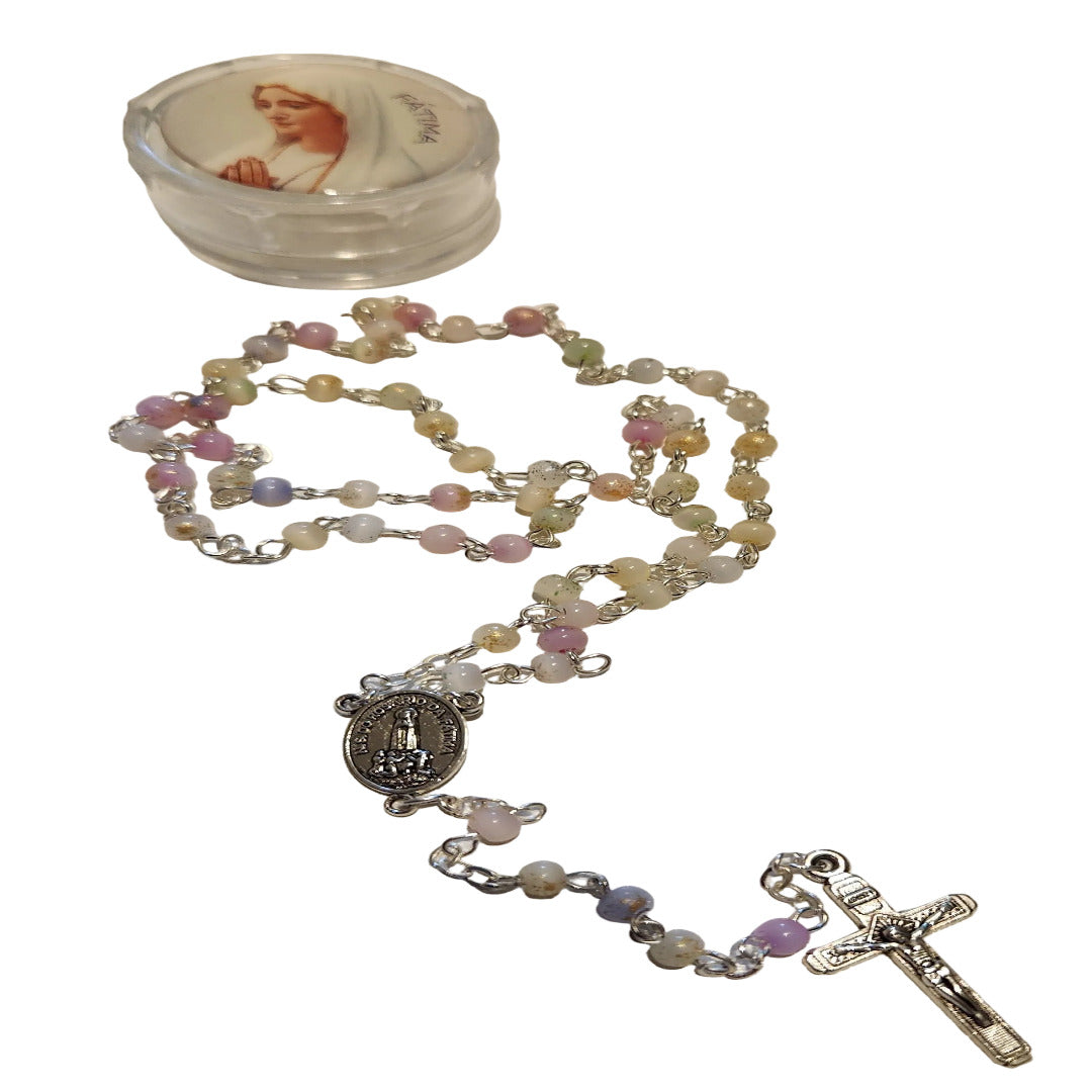 OUR LADY OF FATIMA RAINBOW BEADS SMALL ROSARY