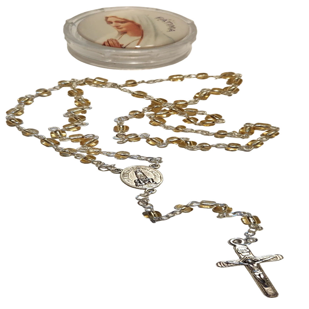 OUR LADY OF FATIMA YELLOW BEADS SMALL ROSARY
