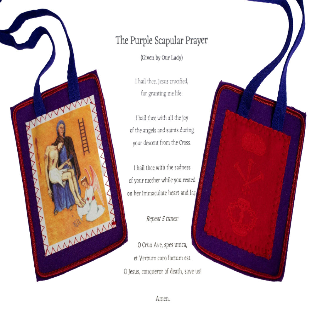 PURPLE SCAPULAR OF BENEDICTION AND PROTECTION LARGE