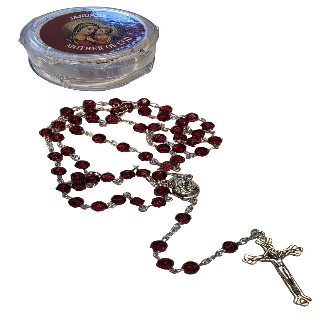 GEMSTONE SILVER ROSARY – JANUARY
