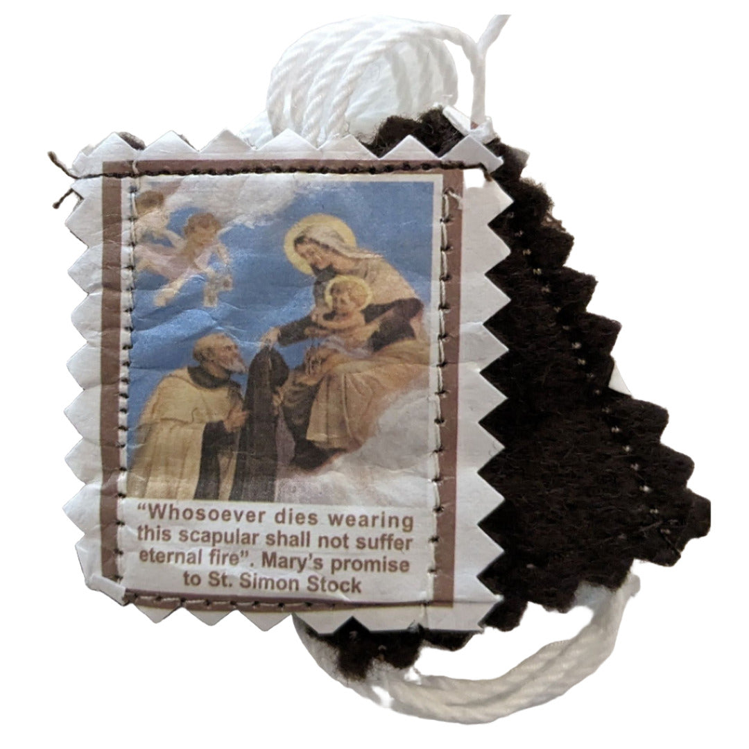 BROWN SCAPULAR (WHITE CORD)