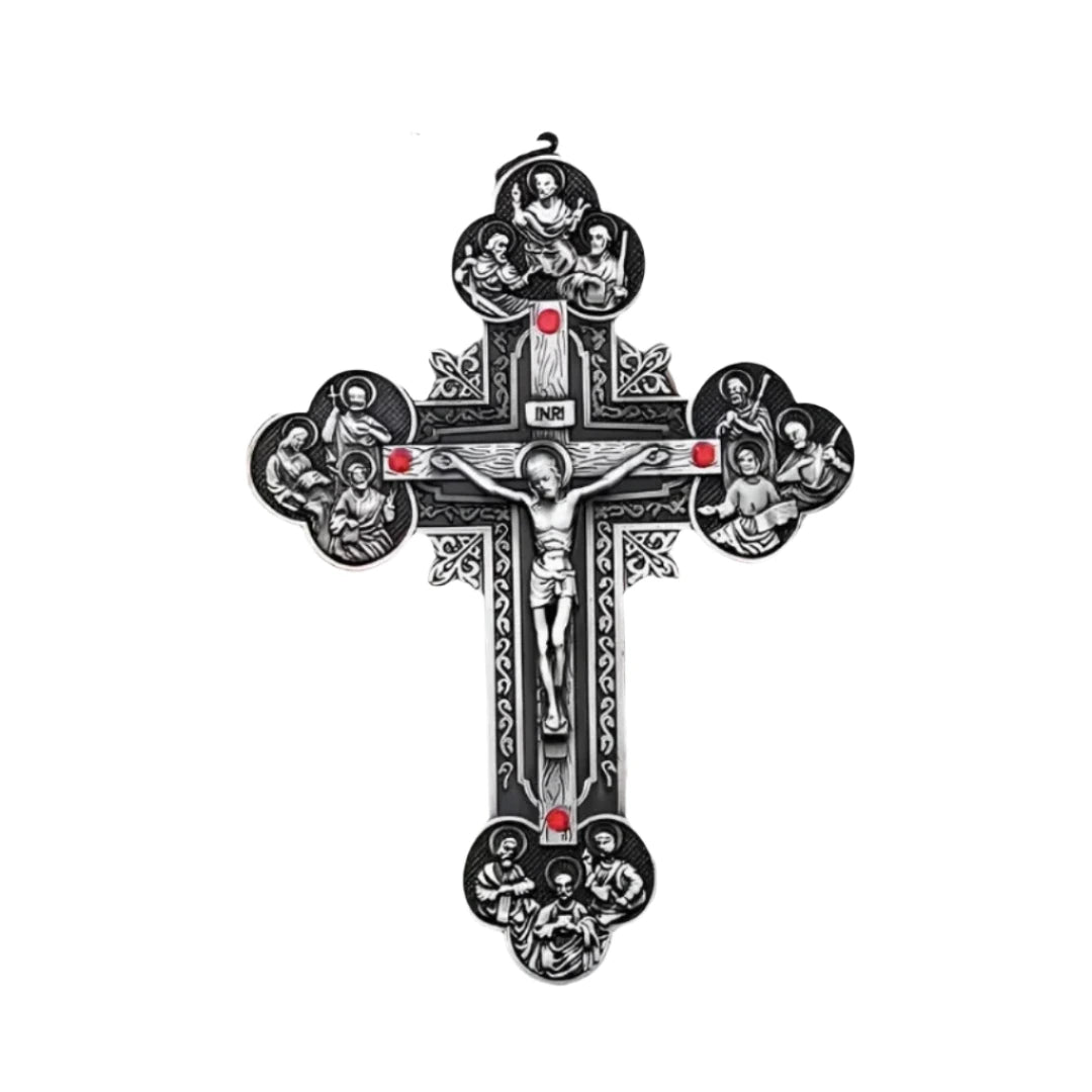 CRUCIFIX WITH HOLY TRINITY IN OXIDISE SILVER