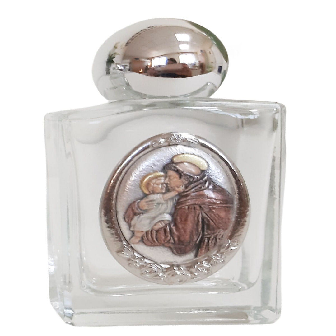 HOLY WATER BOTTLE GLASS ST ANTHONY