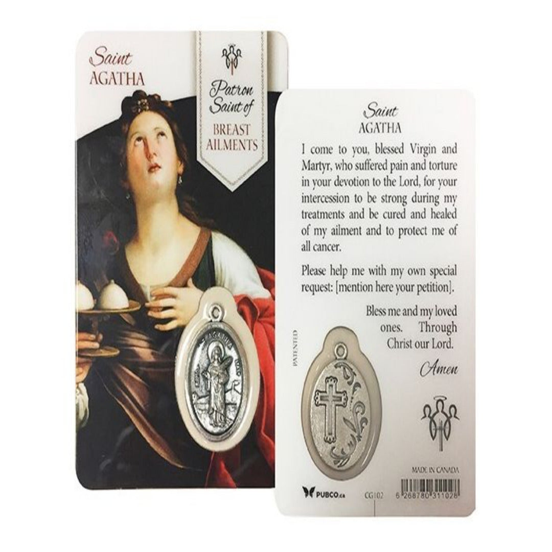 LAMINATED CARD & MEDAL - ST AGATHA
