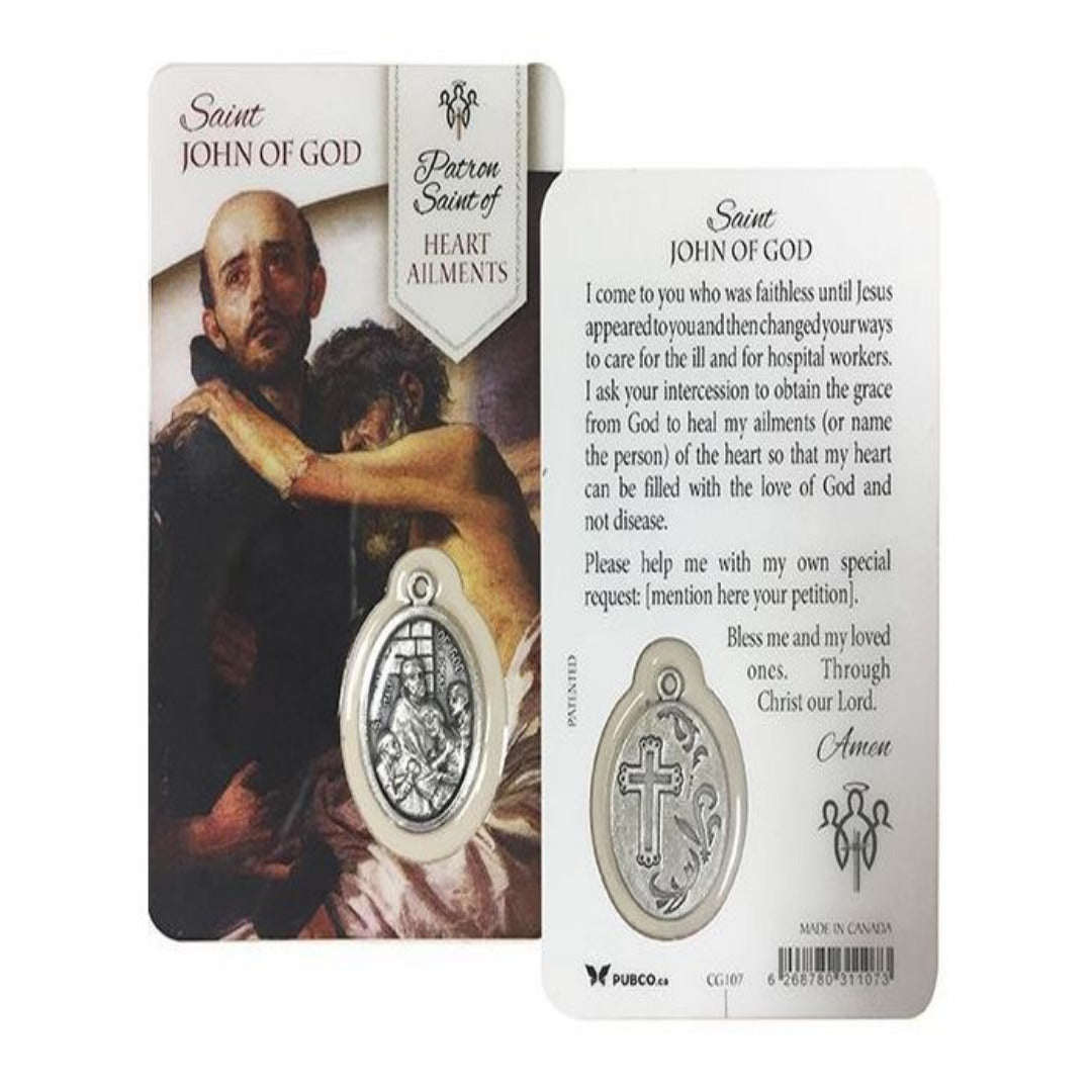 LAMINATED CARD & MEDAL – ST JOHN OF GOD