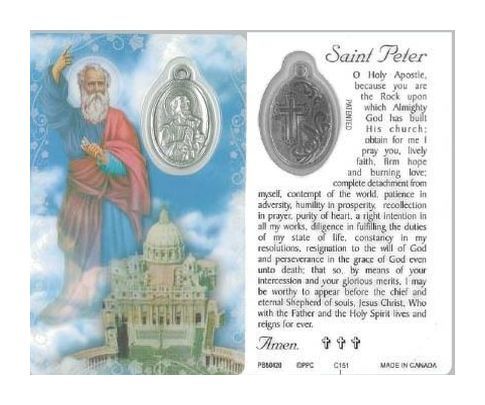 LAMINATED CARD & MEDAL - ST PETER