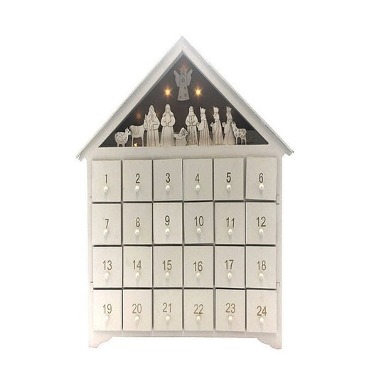 WOODEN ADVENT CALENDAR WITH LIGHT