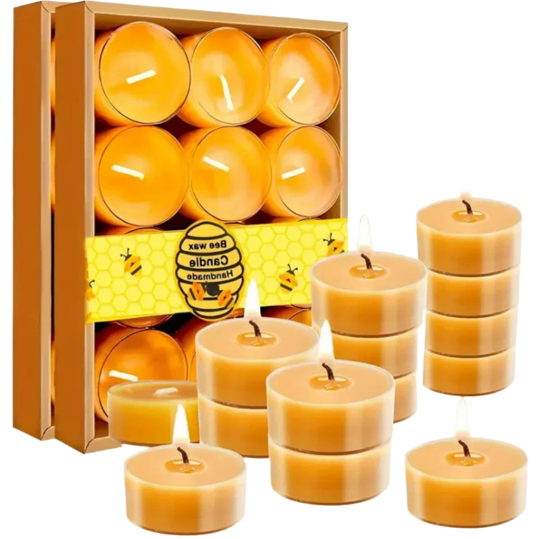 HOMEMADE BEESWAX TEA LIGHT CANDLES