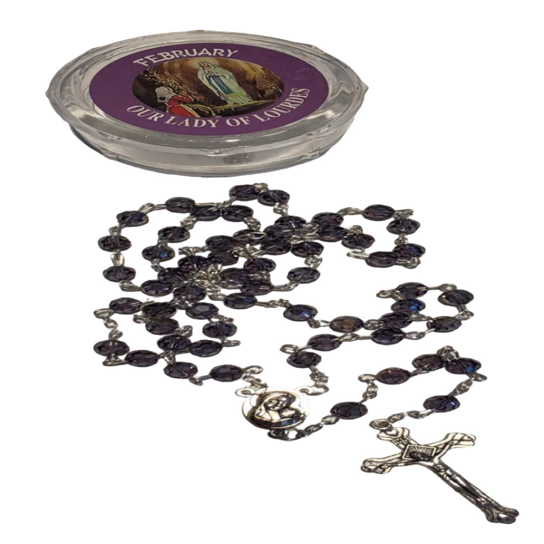 GEMSTONE SILVER ROSARY – FEBRUARY