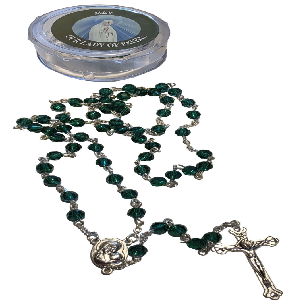 GEMSTONE SILVER ROSARY - MAY