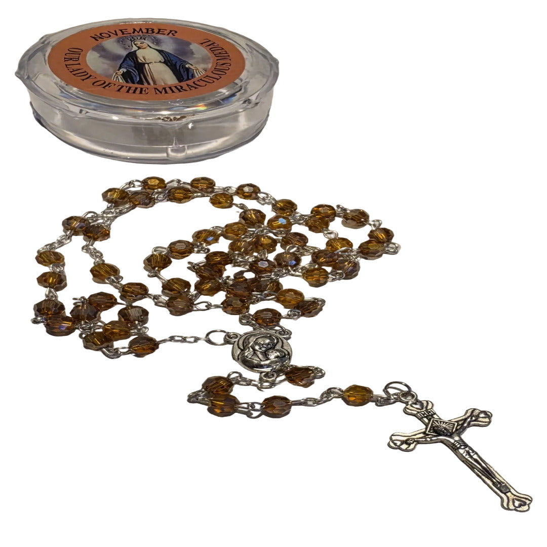 GEMSTONE SILVER ROSARY - NOVEMBER