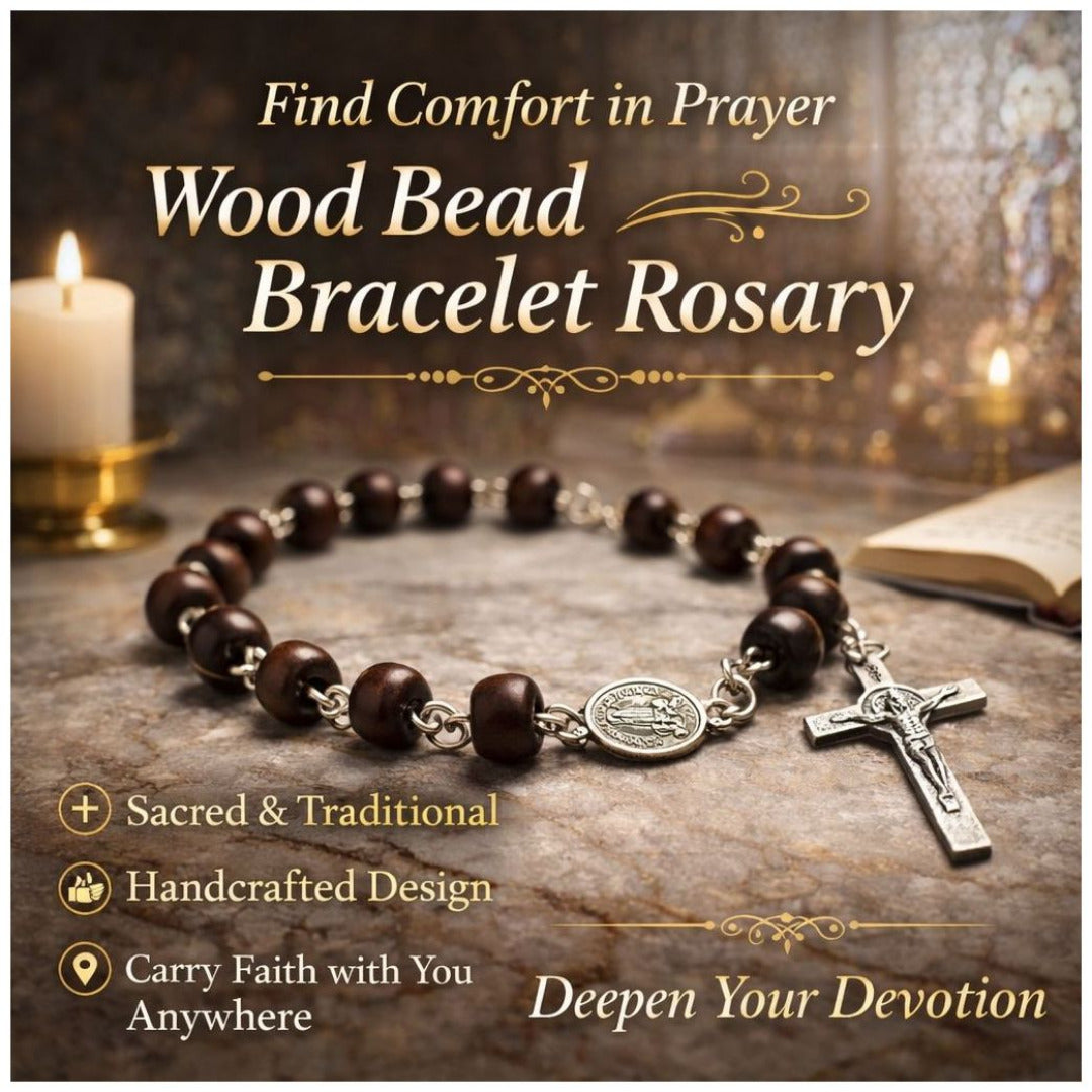 BRACELET ROSARY IN WOOD BEADS
