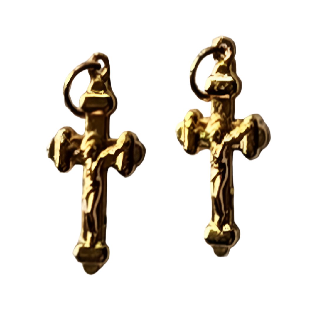 DOUBLE SIDED CRUCIFIX METAL GOLD