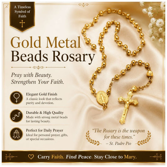 GOLD METAL BEADS ROSARY