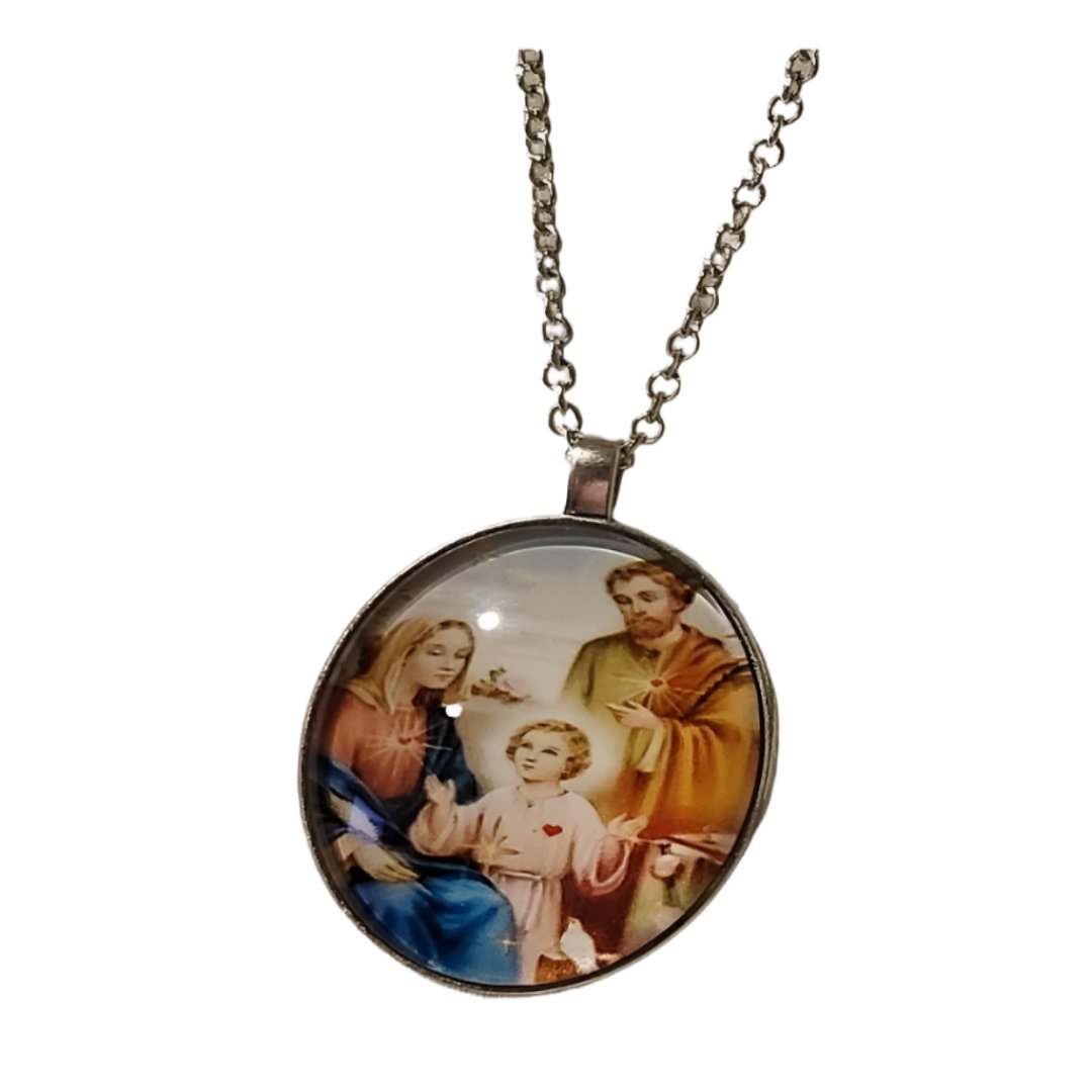 HOLY FAMILY COLOURED MEDAL PENDANT NECKLACE