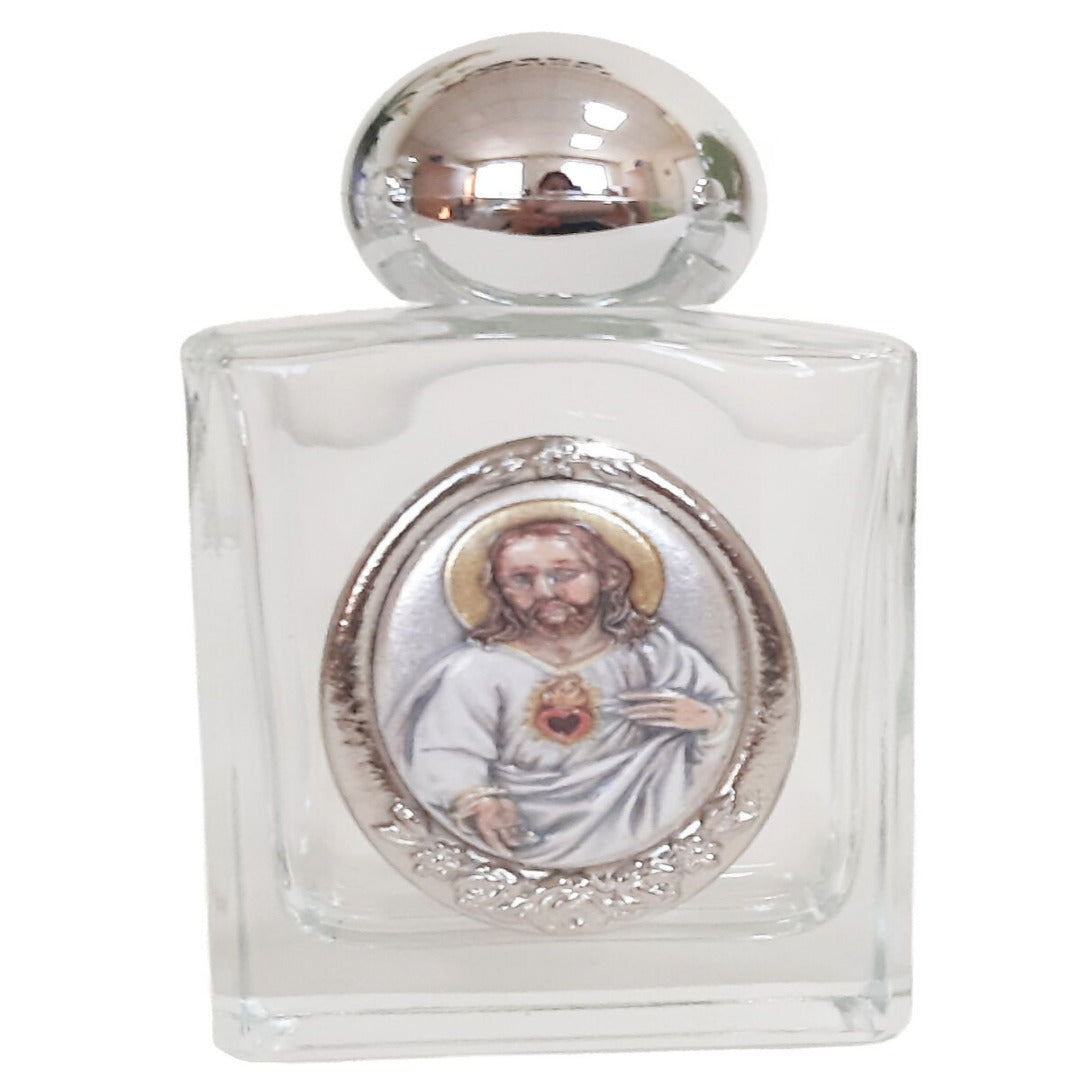 HOLY WATER BOTTLE GLASS - SACRED HEART JESUS 2