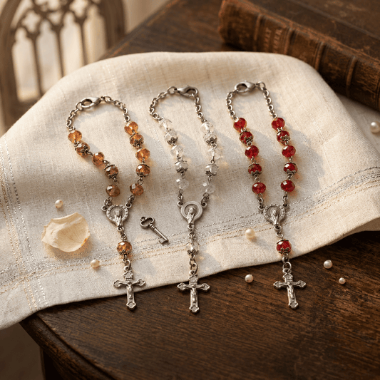 HANDCRAFTED DECADE ROSARY IN MULTI-COLOURED GLASS BEADS PACK OF THREE