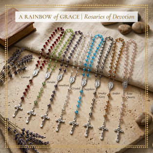 HANDCRAFTED ROSARY IN MULTI-COLOURED GLASS BEADS