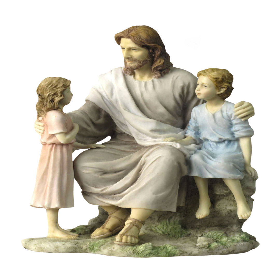 JESUS WITH CHILDREN STATUE IN RESIN