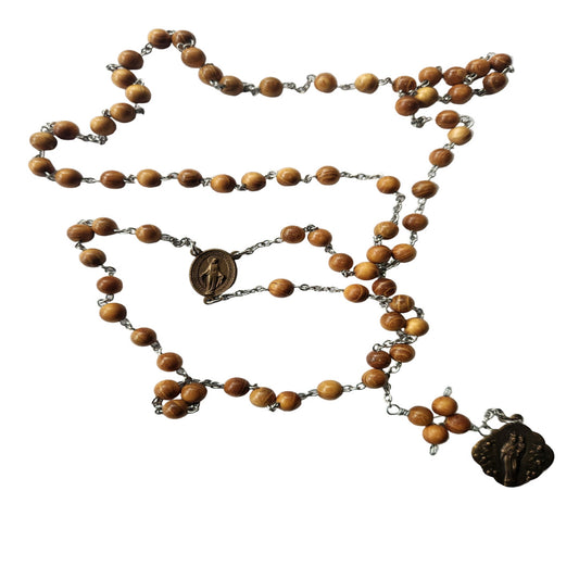 CARMELITE SIX DECADES ROSARY IN WOOD BEADS HANDMADE