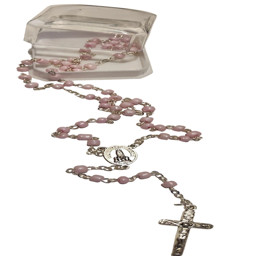 OUR LADY OF FATIMA PINK BEADS SMALL ROSARY