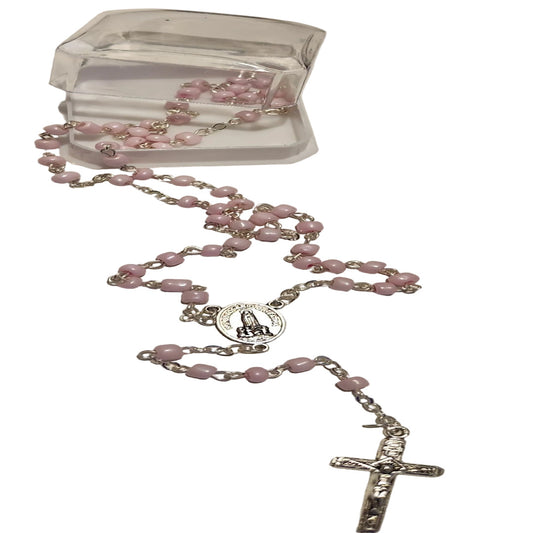 OUR LADY OF FATIMA PINK BEADS SMALL ROSARY