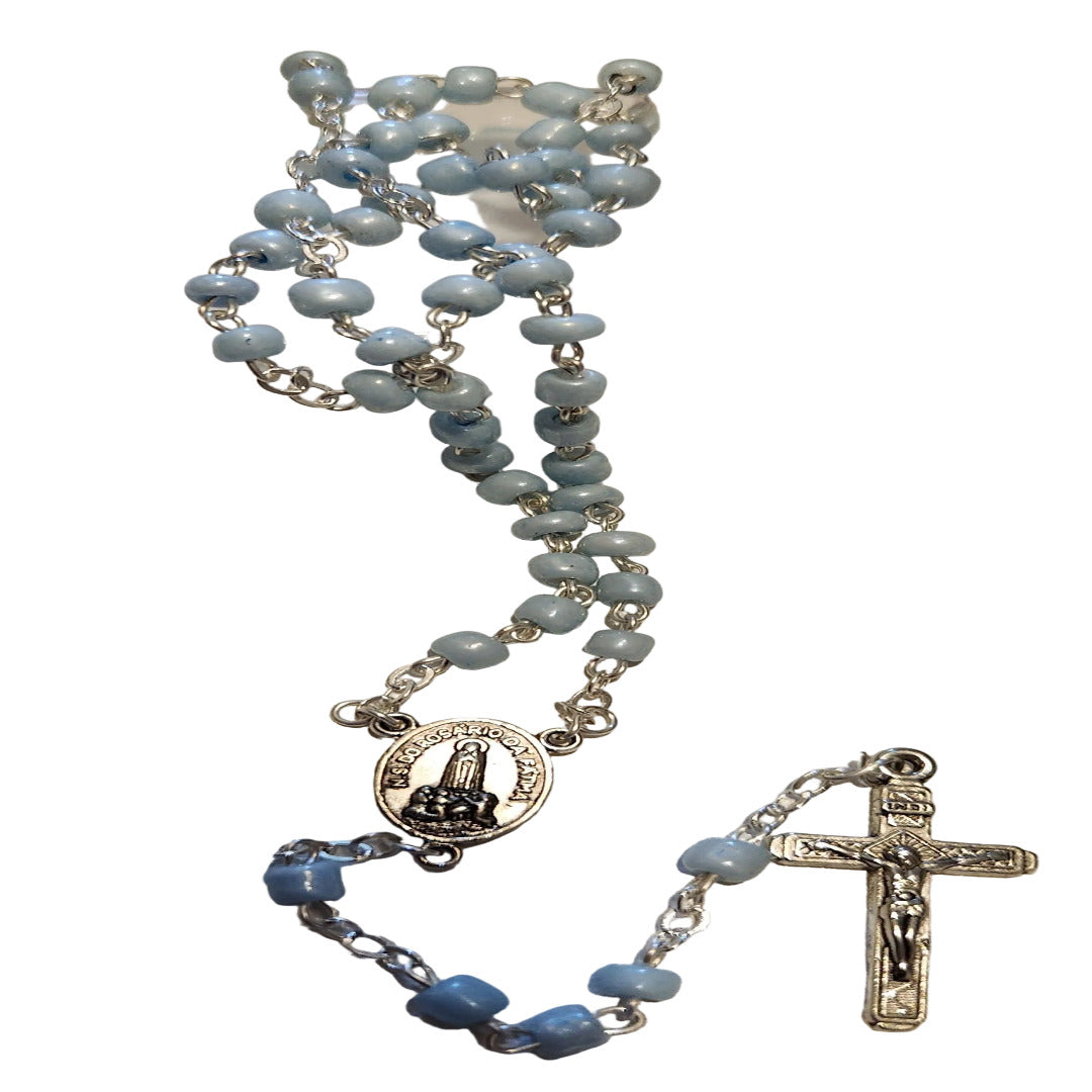 OUR LADY OF FATIMA TURQUOISE BLUE BEADS SMALL ROSARY