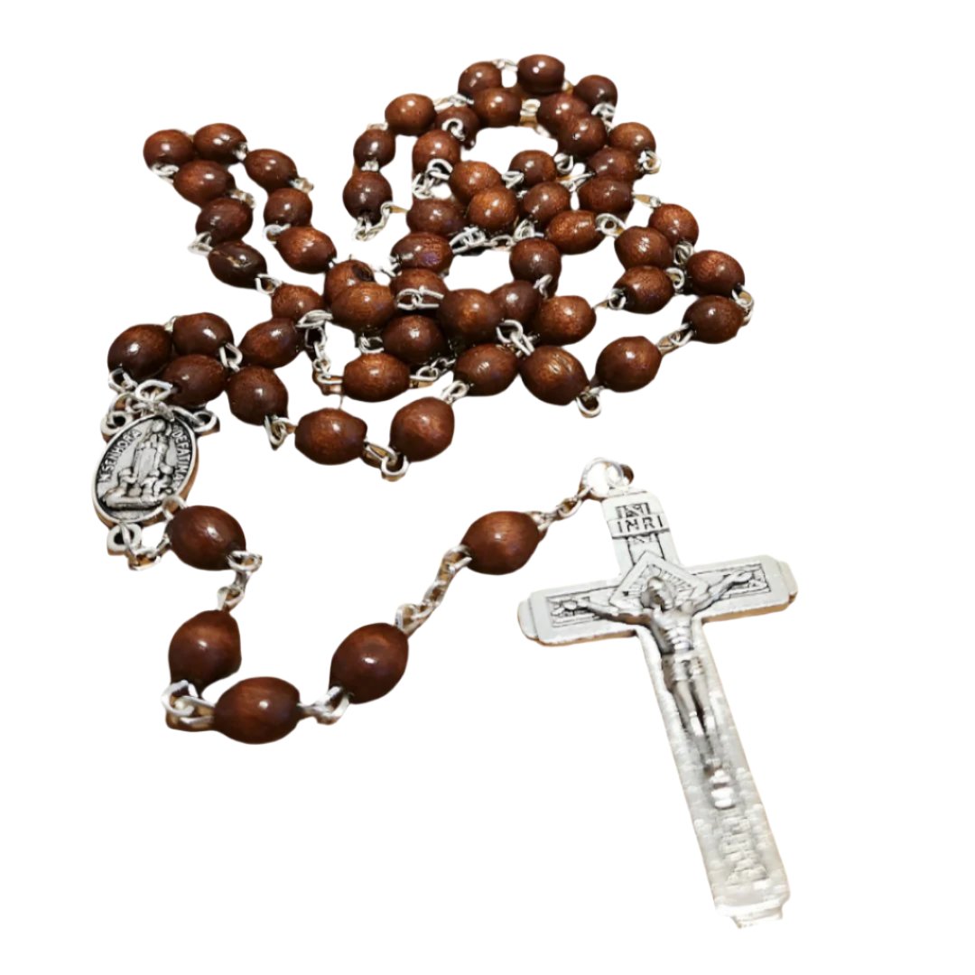 RED WOOD BEADS LONG ROSARY