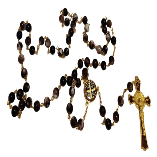 GOLDEN BROWN GLASS BEADS ROSARY