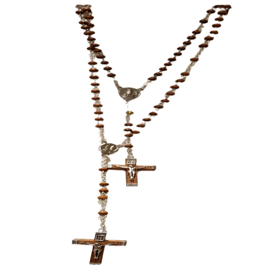 SMALL BROWN WOOD BEADS ROSARY