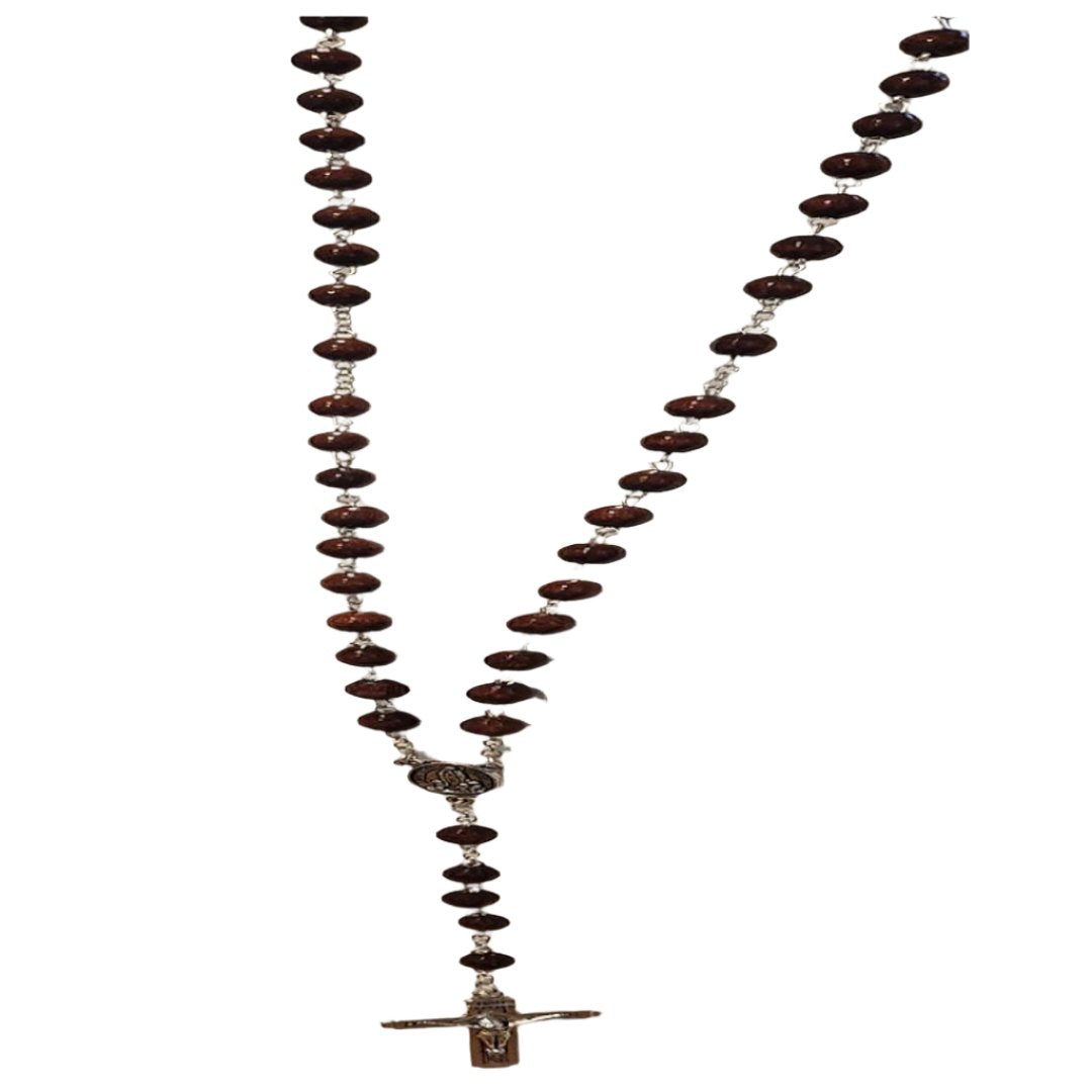 RED WOOD BEADS LONG ROSARY